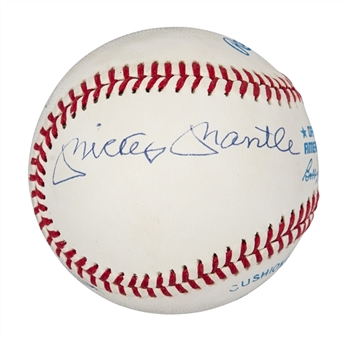 Ted Williams, Joe DiMaggio and Mickey Mantle Multi-Signed Baseball (PSA/DNA)